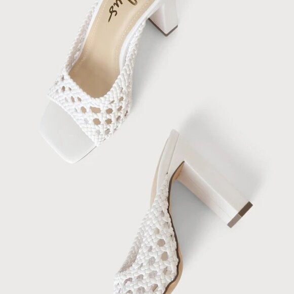 Lulus Lashaa White Woven High Heel Slide Sandals - Picture 4 of 6